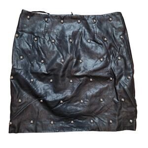 Forever 21 S Skirt pencil studded silver black pleather mini goth alt